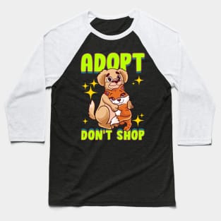 Cute Cat & Dog Adopt Don't Shop Baseball T-Shirt